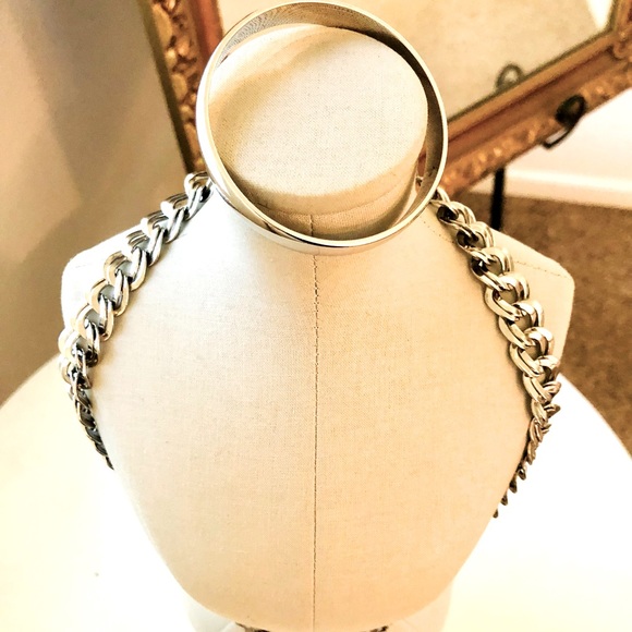 Vintage Signed Monet Silver Necklace & Bangle - Picture 7 of 16